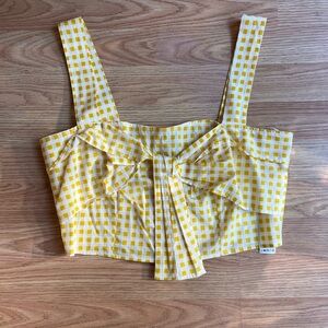 Zara Yellow and White Checkered Crop Top